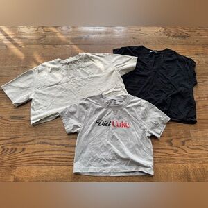 Zara Basic Tee Bundle M Diet Coke Graphic Neutral Crop Tops